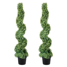 2 pcs. Artificial Boxwood Tower Topiary Spiral Artificial Plant 122cm high Decorative Plant Green Plastic PE Iron Topiary Plants incl. 10 pcs. Re
