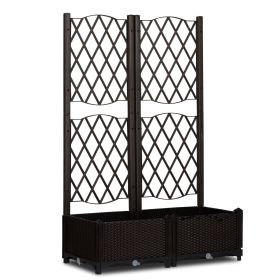 Wicker Trellis Planter, Outdoor Raised Garden Bed with Drainage Holes