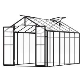 Polycarbonate Greenhouse, 8 x 12 Ft, Outdoor Greenhouse with 2 Vent Windows, Pavilion Styled Greenhouse with Hinged Door