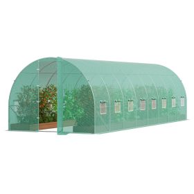 Walk-in Tunnel Greenhouse, 27.4x9.5x7.4 ft Hoop House Greenhouse Tunnel, Plant Hot House with Galvanized Steel Frame, Green PE Cover