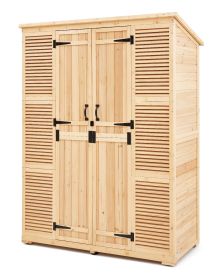 Outdoor Storage Shed, Oversize Wooden Outside Storage Cabinet with Waterproof Roof and Metal Frame