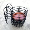 6pcs Black Flower Stand with 6pcs Brick Red Base Metal Balcony Railing Shelf for Hanging Plants, Succulent Pots and Greenery - Spring Decor