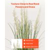 Artificial Grass Plant, 2 Pack 59 inch Faux Reed Flower Grass in Pot, Premium PVC Fake Greenery Shrubs Plant for Indoor Outdoor House Home Garden Off