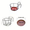6pcs Black Flower Stand with 6pcs Brick Red Base Metal Balcony Railing Shelf for Hanging Plants, Succulent Pots and Greenery - Spring Decor