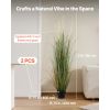 Artificial Grass Plant, 2 Pack 59 inch Faux Reed Flower Grass in Pot, Premium PVC Fake Greenery Shrubs Plant for Indoor Outdoor House Home Garden Off