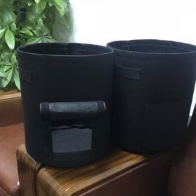 Heavy Duty Non-Woven Fabric Pots with Flap and Handles Root Crops Plant Grow Bags (Color: Black, size: small)