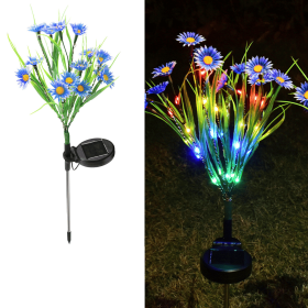 Solar Garden Lights LED Flower Stake Lamp Outdoor Yard Waterproof Patio Decor (Color: Blue, Package: 4 Pack)